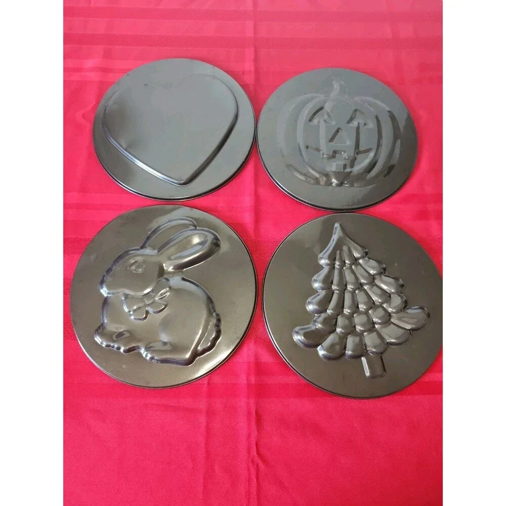 4pc Lot Holiday Springform Cake Pan Replace Bottoms Heart Tree Pumpkin Bunny